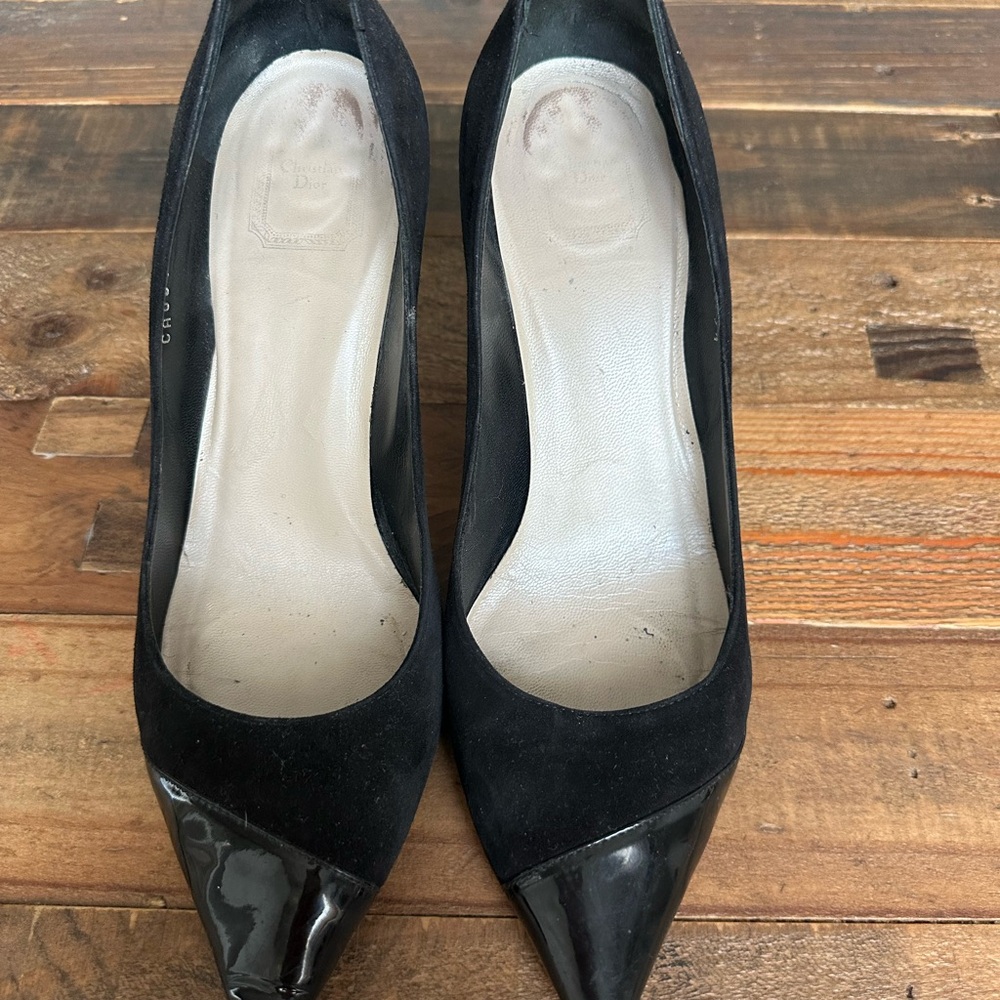 Dior Black Suede Patent Leather Heels 3.5inch